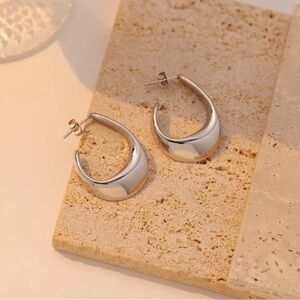 Modern Silver Wave Earrings